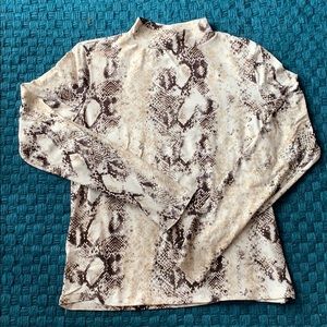 EUC Mock Neck Python Print Top